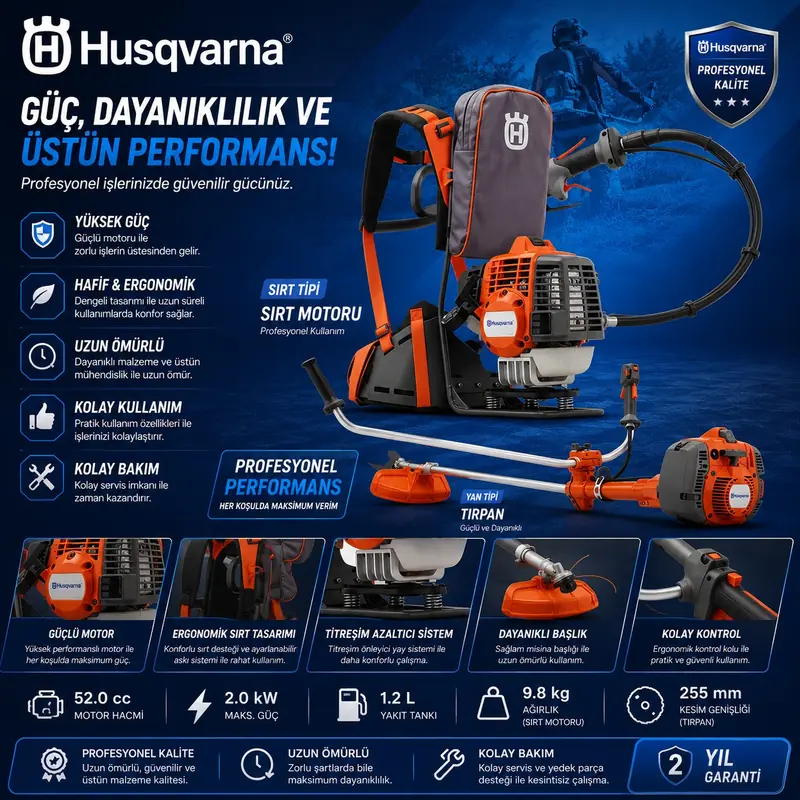 Husqvarna sırt motorlu tırpan ürün görseli