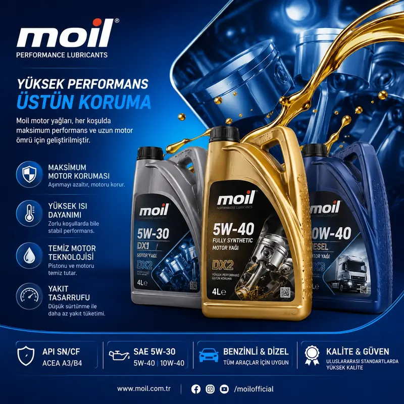 Moil 5W-30 5W-40 ve 10W-40 motor yağları ürün grubu